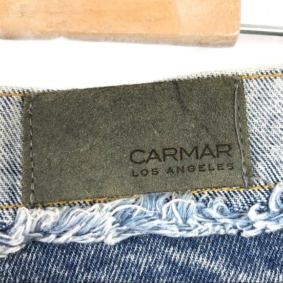 CARMAR Spliced High Rise Fray Cut Off Denim Shorts - Picture 16 of 16